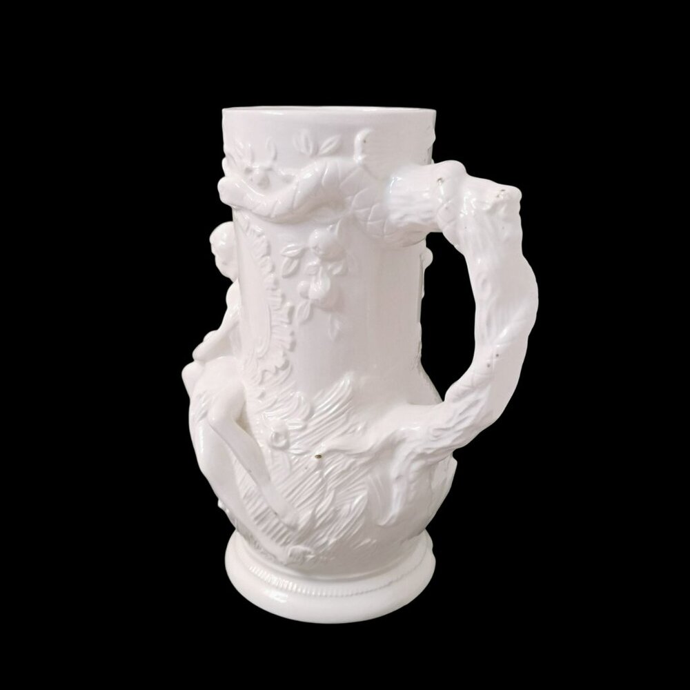 Antique Paradise Adam Eve Eden Snake Victorian Sex Swag Ceramic Stein White Mug - Picture 10 of 13